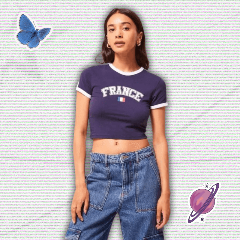 Y2K France Crop Top