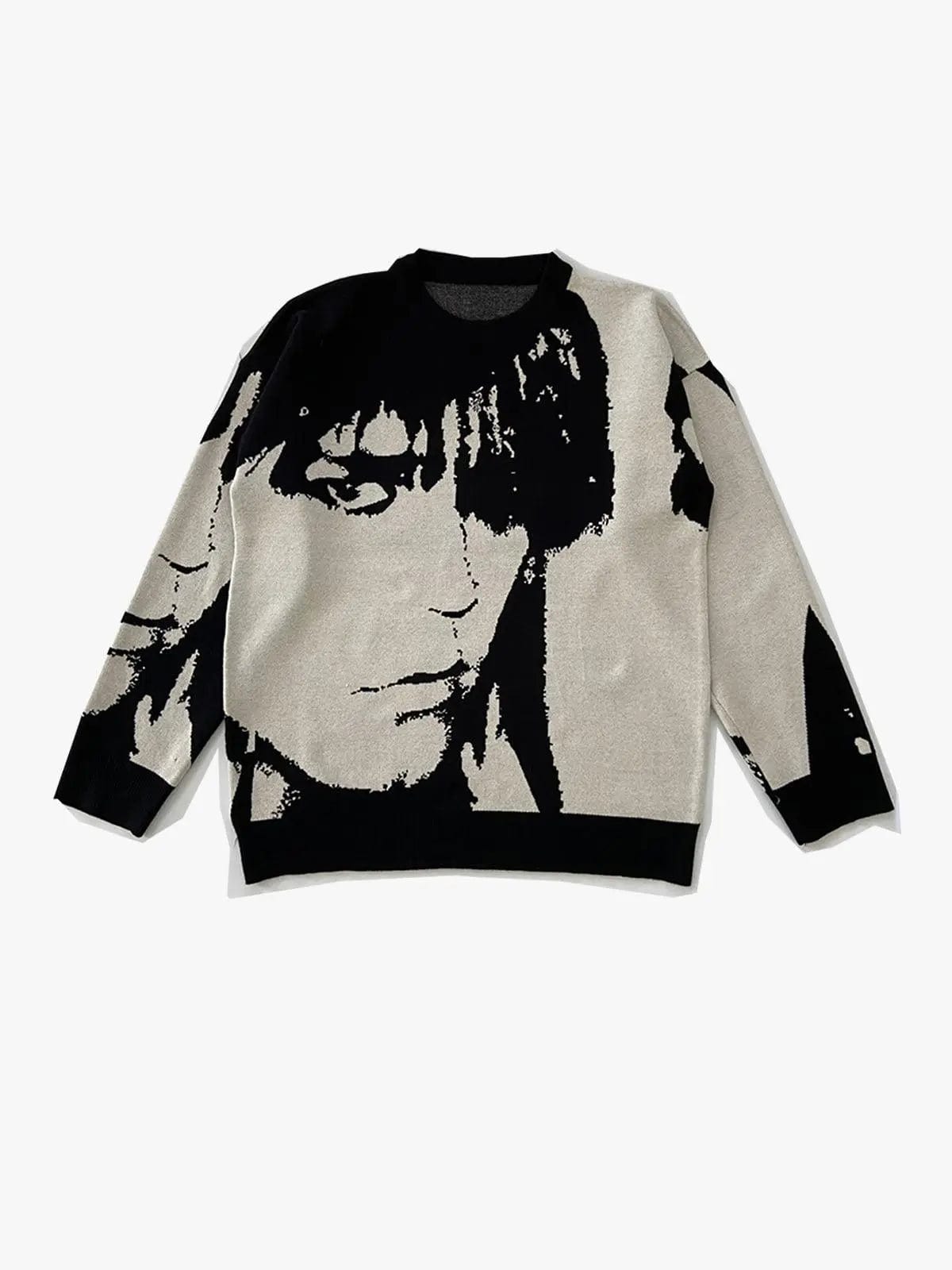 Face Print Sweater Y2K