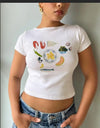 Fruit Prints Cropped T-Shirts Y2K