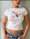 Fruit Prints Cropped T-Shirts Y2K