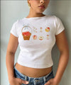 Fruit Prints Cropped T-Shirts Y2K