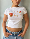 Fruit Prints Cropped T-Shirts Y2K