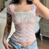 Lace Pink Y2K Top