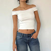 Off The Shoulder White Crop Top