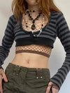 Striped Long Sleeve Y2K Crop Top