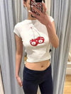 White Crop Tee Y2K