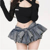 Y2K Cyber Skirt Y2K Bow Denim Skirt