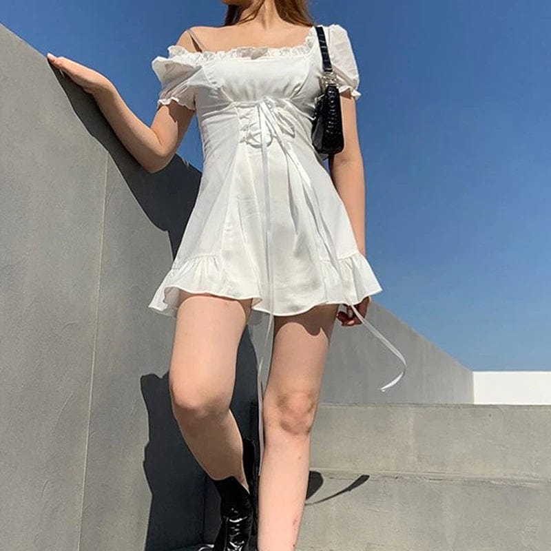 Y2K Bow White Mini dress