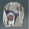 Y2K Cartoon Shark Print Sweater