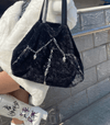 Y2K Cyber Apparel & Accessories black Y2K Chain Plush Shoulder Bag