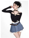 Y2K Cyber Skirt Y2K Fake Two Pieces Denim Skirts