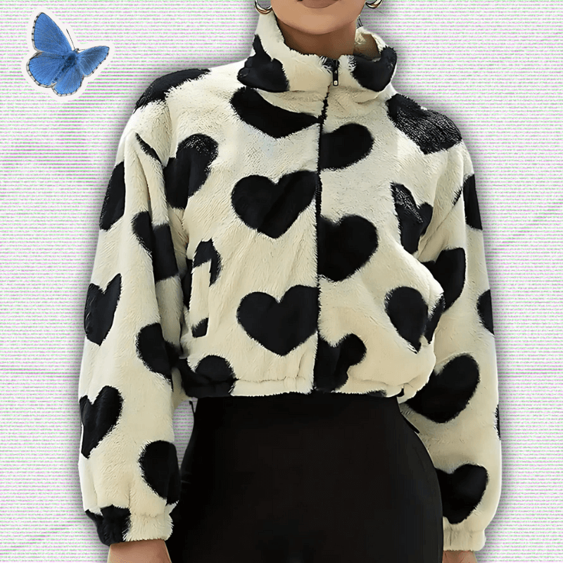 Veste Polaire Motif Coeur pour Femme