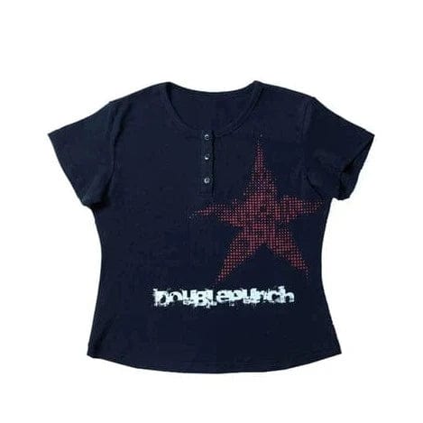 Y2K Graphic Star Crop Top Tee