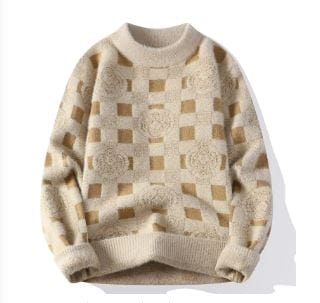 Y2K Loose Plaid Knitted Sweater