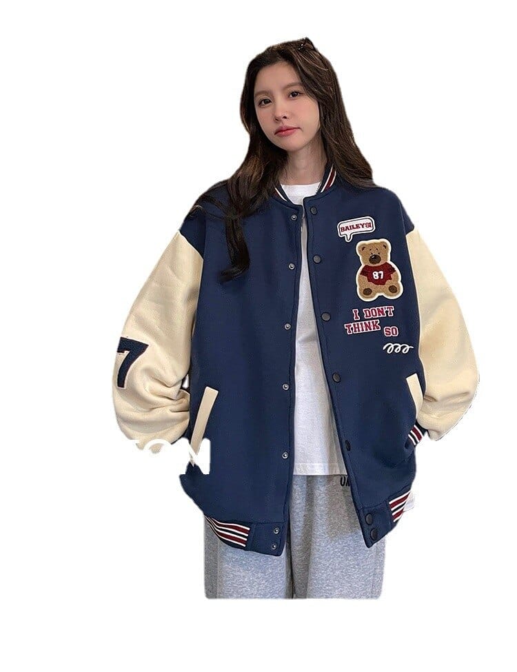 Y2K Navy Blue Varsity Jacket