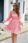 Y2K Cyber Dresses Pink / S Y2K Off Shoulder Chiffon Dress