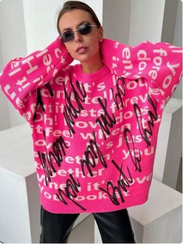 Y2K Cyber Coats & Jackets Pink / S Y2K Oversized Knitted Coat