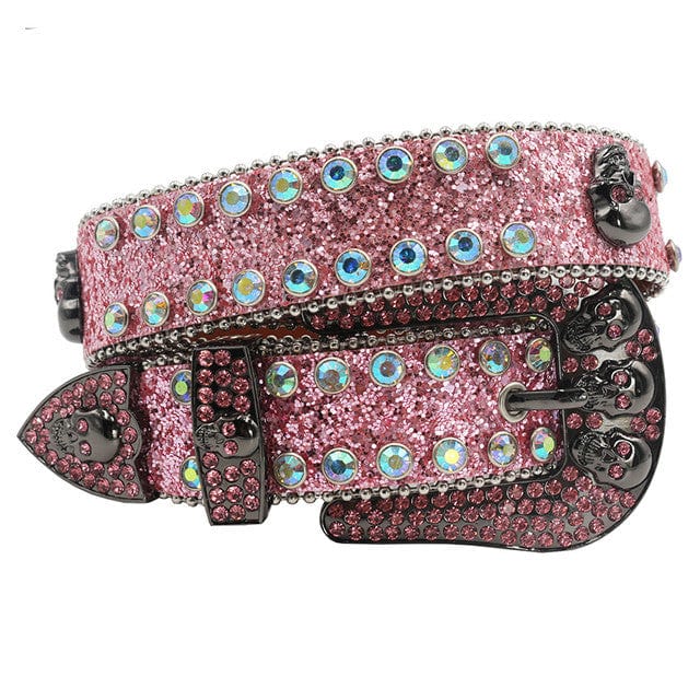 Y2K Pink Round Diamond Studded Belt