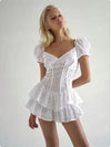 Y2K Cyber Dresses White / S Y2K Pleated Mini Dress