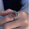 Y2K Cyber Rings Y2K Red Crystal Heart Ring