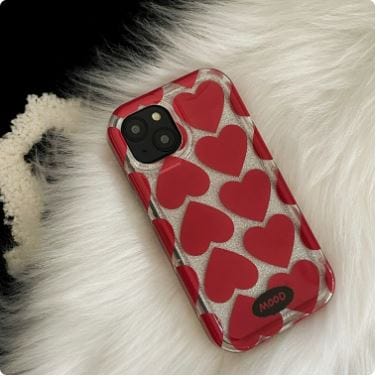 Y2K Red Hearts iPhone Case