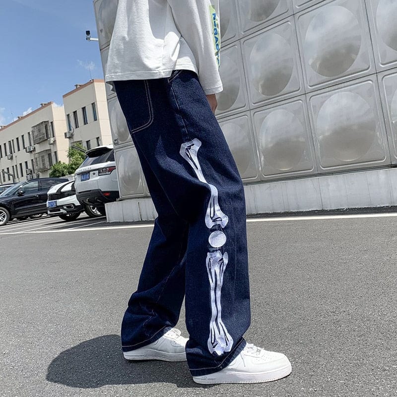 Y2K Skeleton Embroidered Jeans