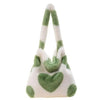 Y2K Cyber Handbags Green Heart Y2K Soft Plush Shoulder Bag