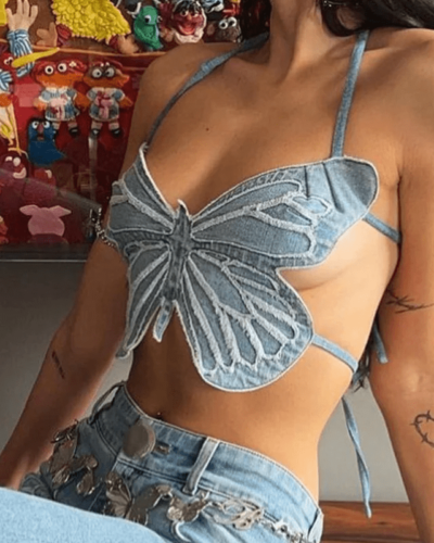 Butterfly Crop Top Y2K