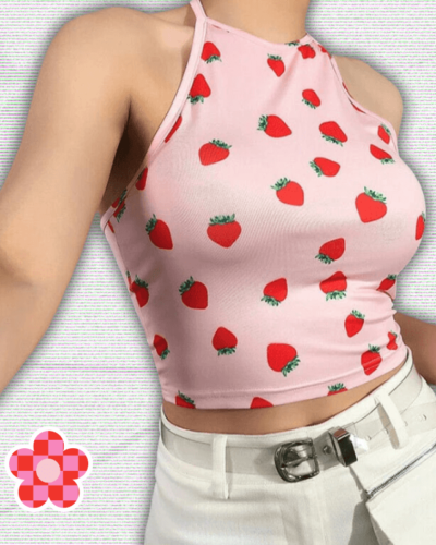 Y2K Sweet Stramberry Crop Top