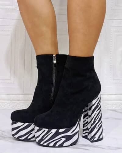 Y2K Zebra Platform Boots